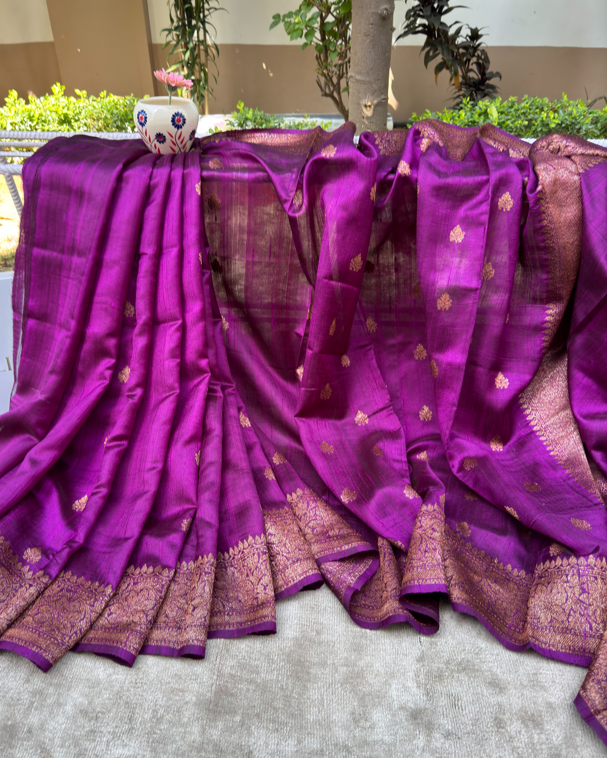 Purple Pure Banarasi Raw Silk Saree