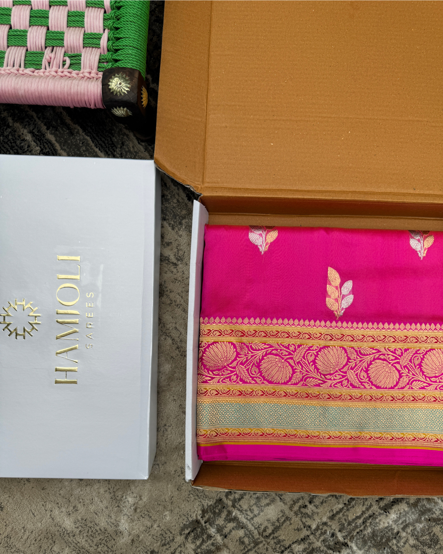 Pink Banarasi Handloom Double Kora Katan Handloom Saree
