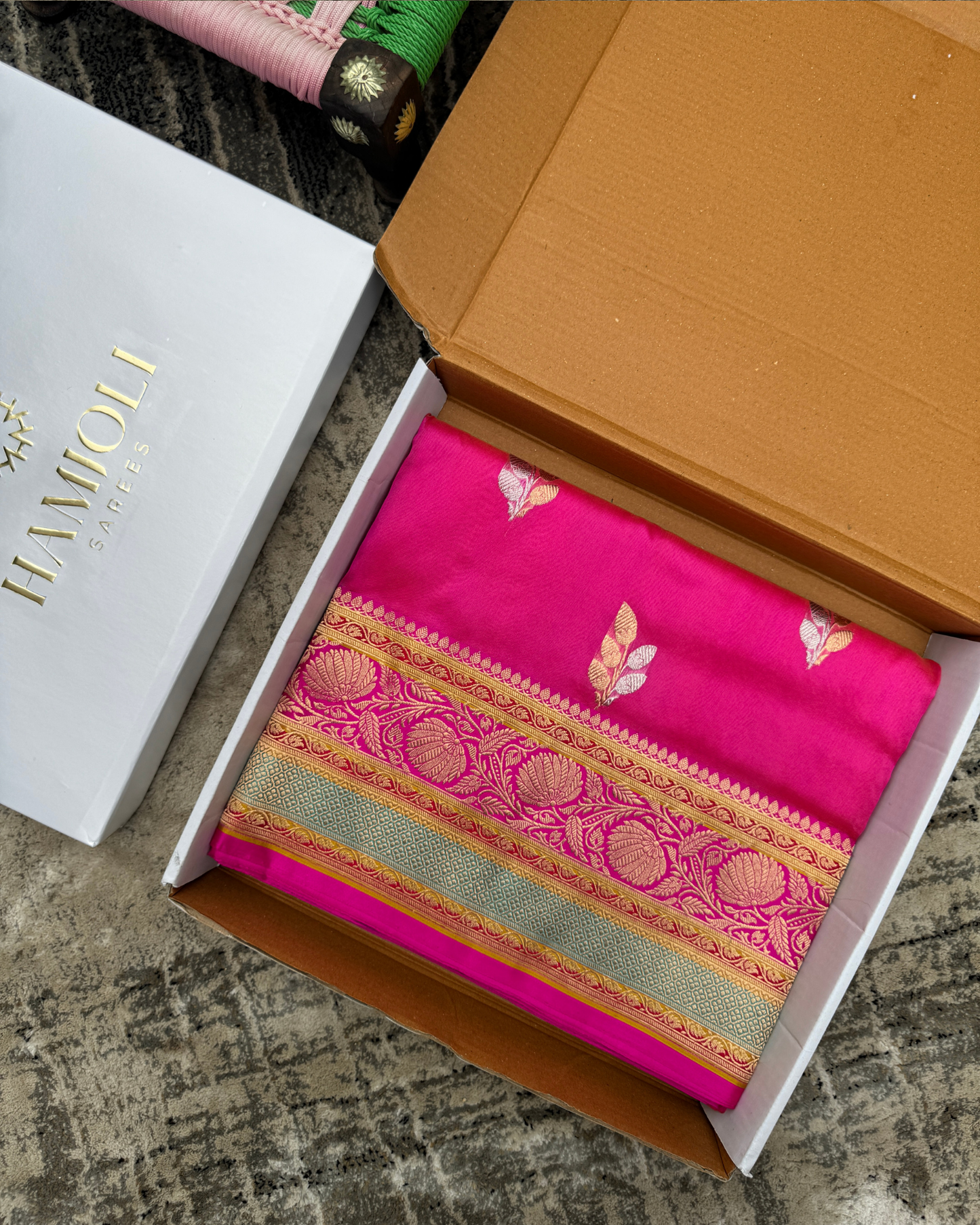 Pink Banarasi Handloom Double Kora Katan Handloom Saree