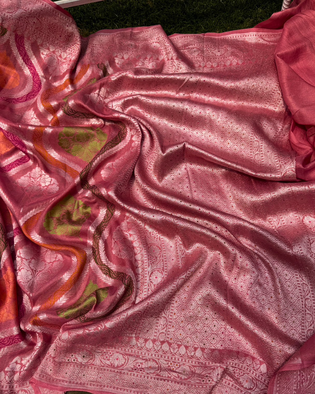 Dusty Pink Tusser Georgette Banarasi Saree