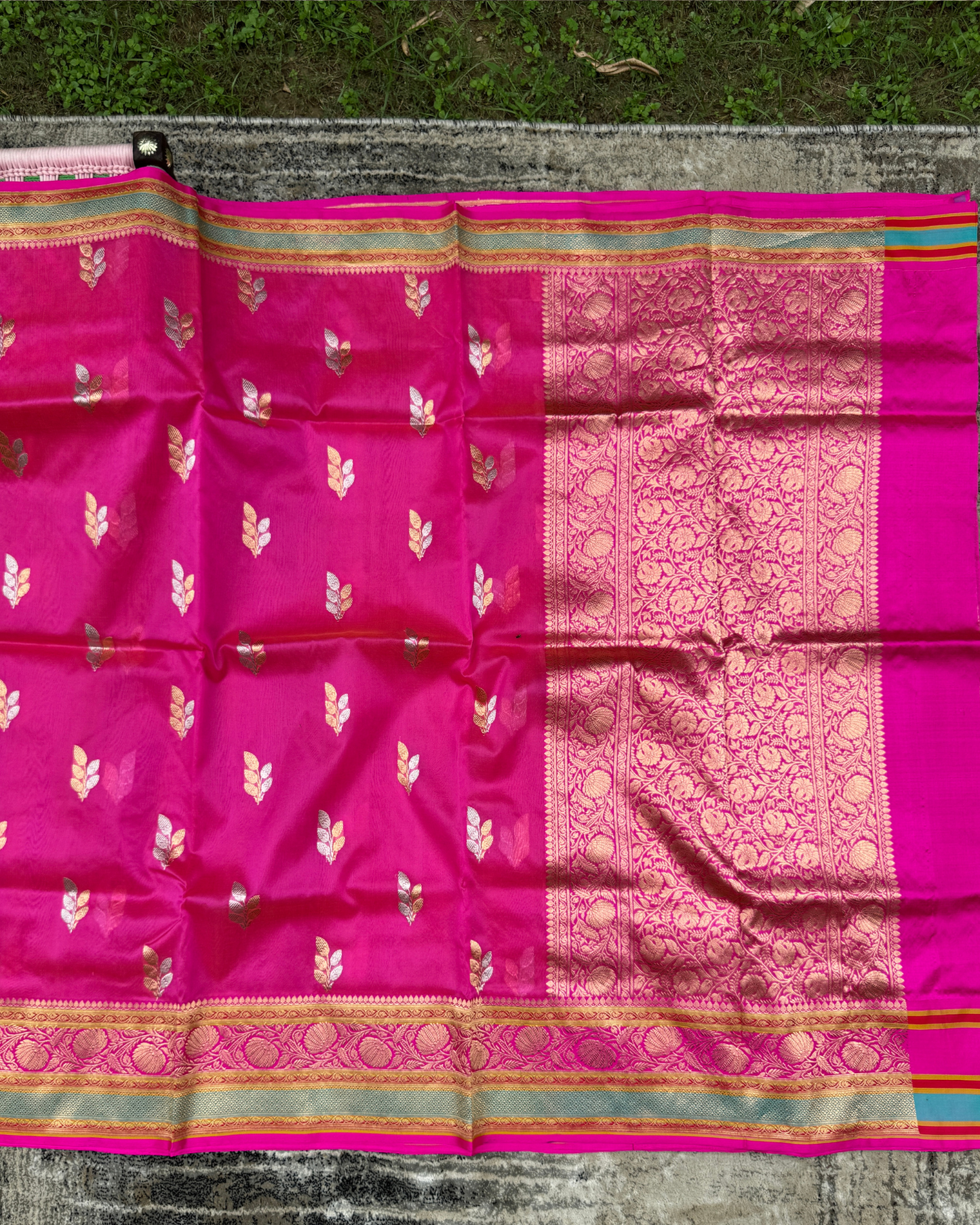 Pink Banarasi Handloom Double Kora Katan Handloom Saree
