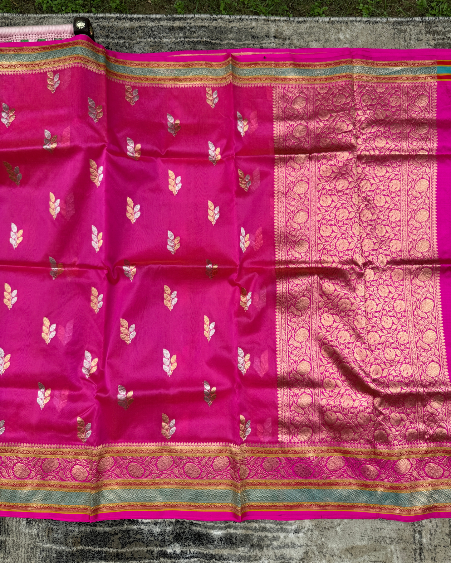 Pink Banarasi Handloom Double Kora Katan Handloom Saree