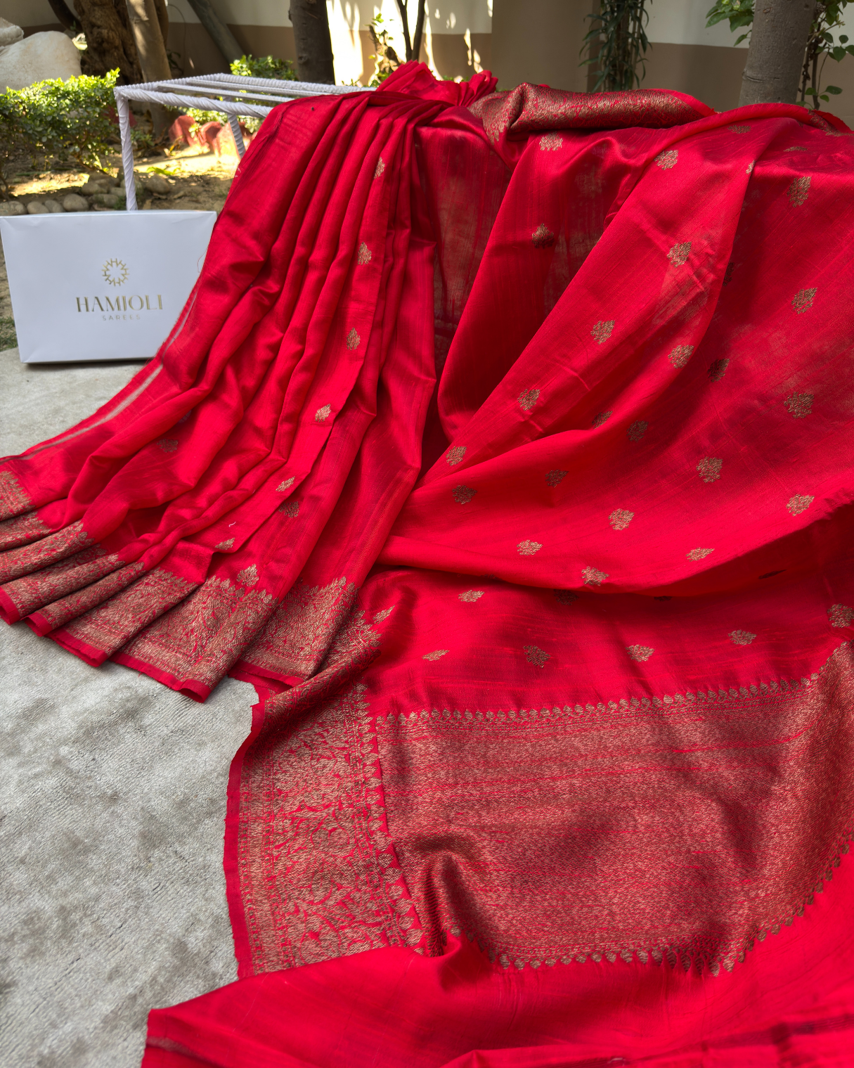 Red Pure Banarasi Raw Silk Saree