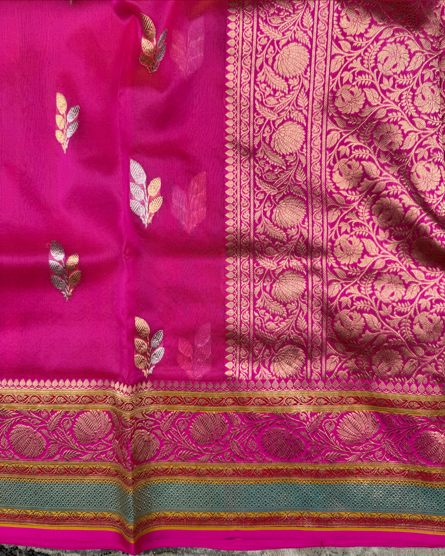 Pink Banarasi Handloom Double Kora Katan Handloom Saree