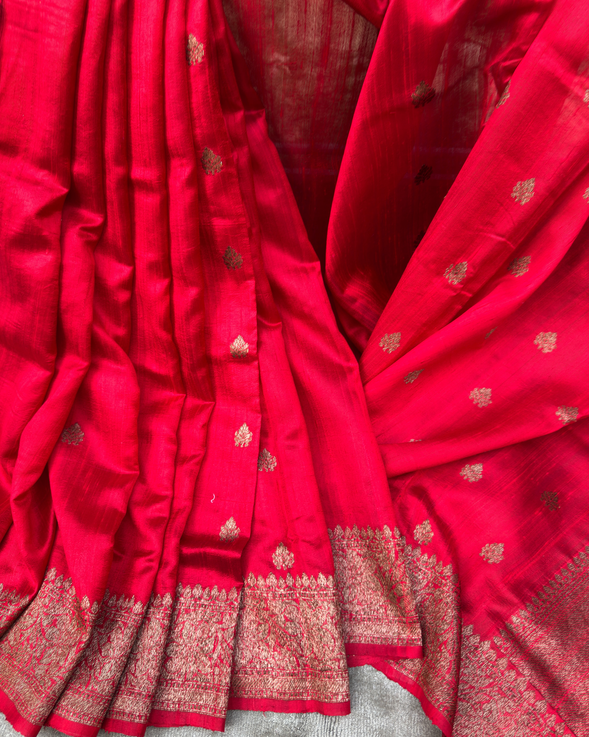 Red Pure Banarasi Raw Silk Saree