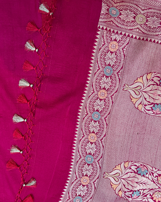 Tissue Tusser Pink Georgette Banarasi Saree