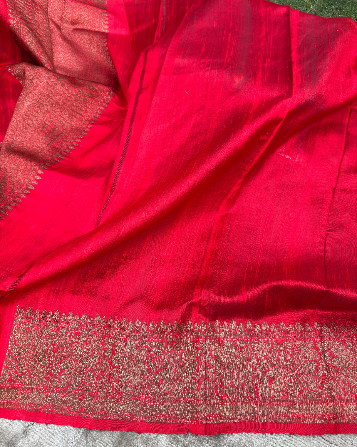 Red Pure Banarasi Raw Silk Saree