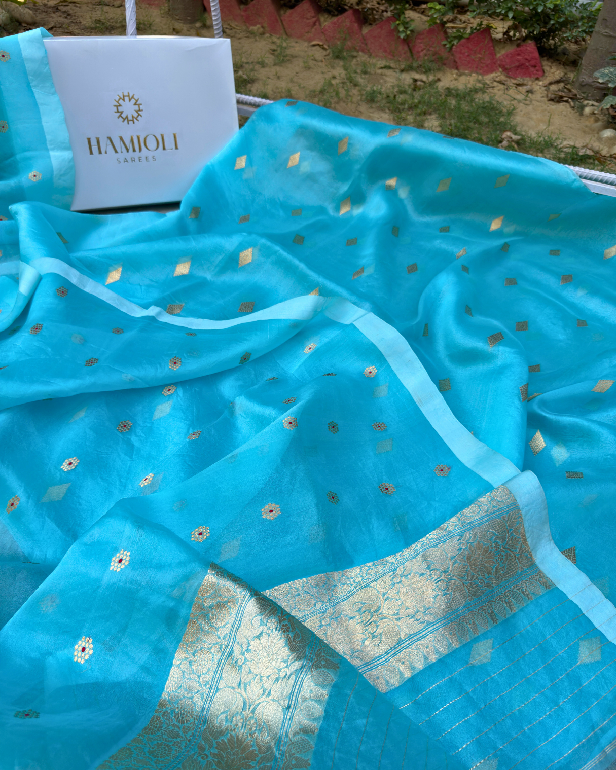 Blue Pure Banarasi Kora Silk Suit Set with Dupatta
