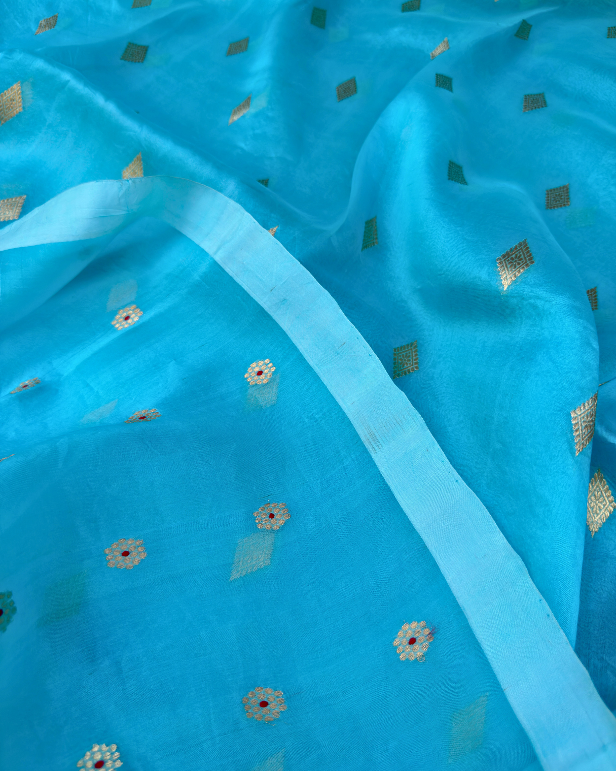 Blue Pure Banarasi Kora Silk Suit Set with Dupatta