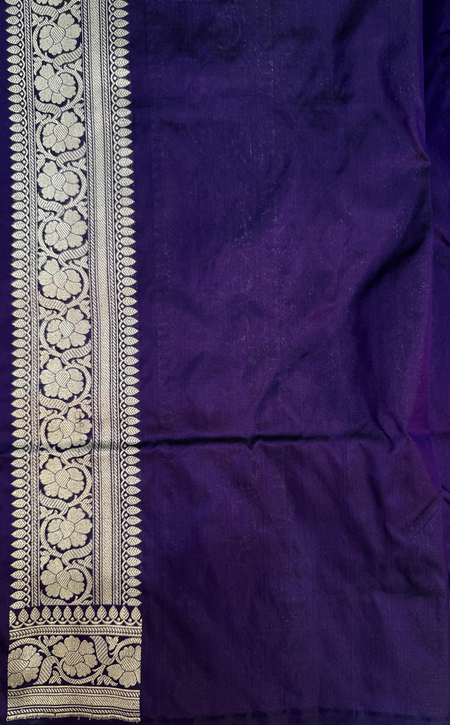 Royal Purple Handloom Kadwa Banarasi Katan Silk Saree with Floral Buti