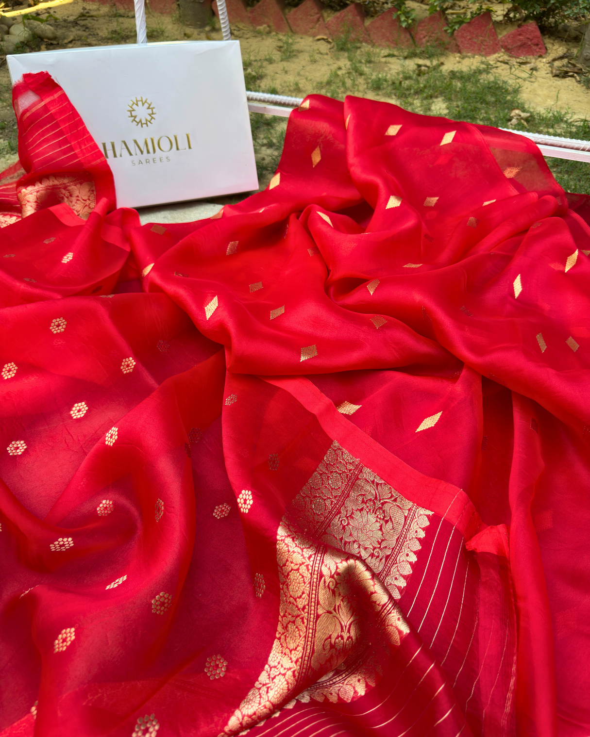 Red Pure Banarasi Kora Silk Suit Set with Dupatta