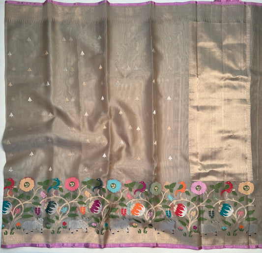 The Vrindavan Kora Jamdani Saree