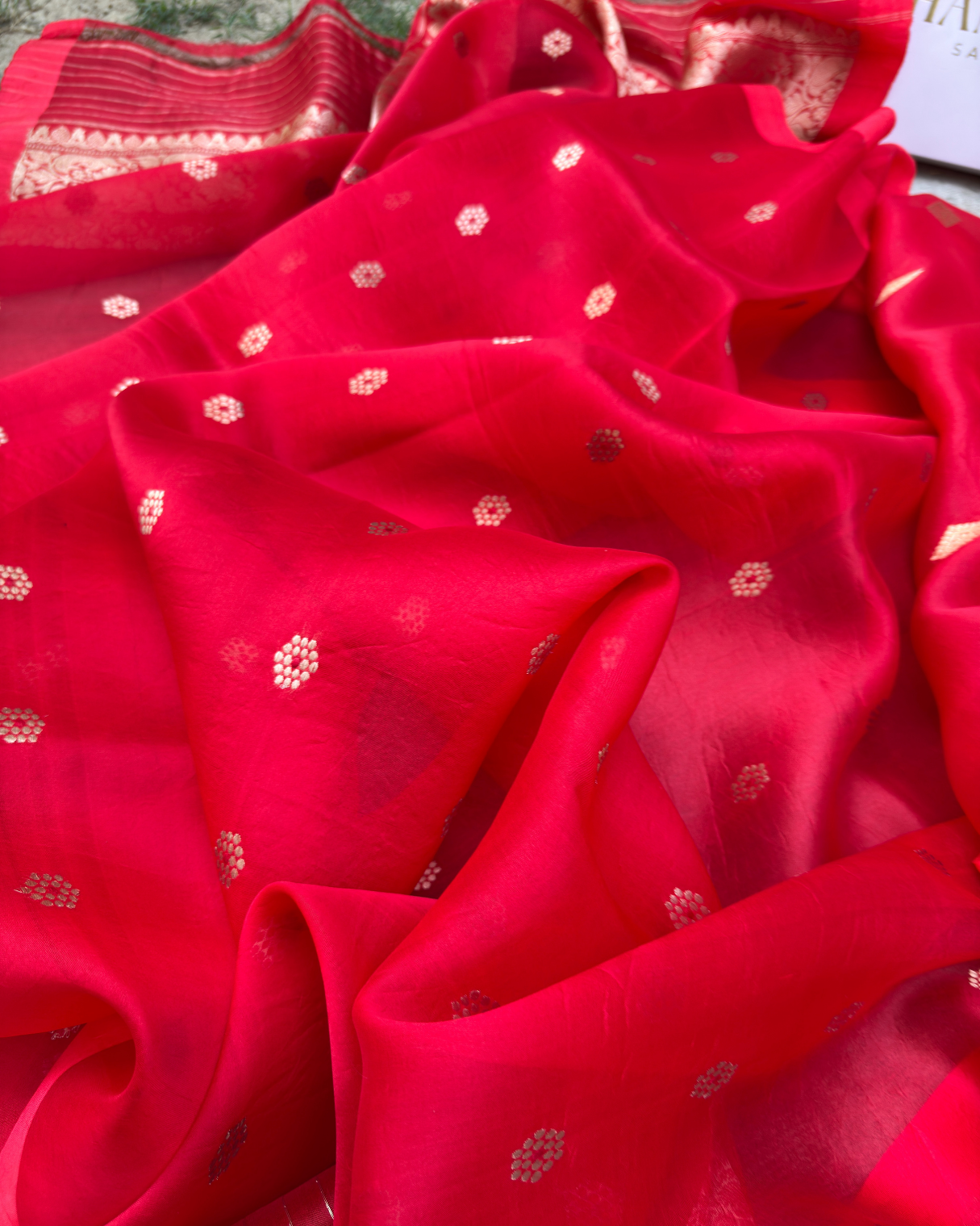Red Pure Banarasi Kora Silk Suit Set with Dupatta
