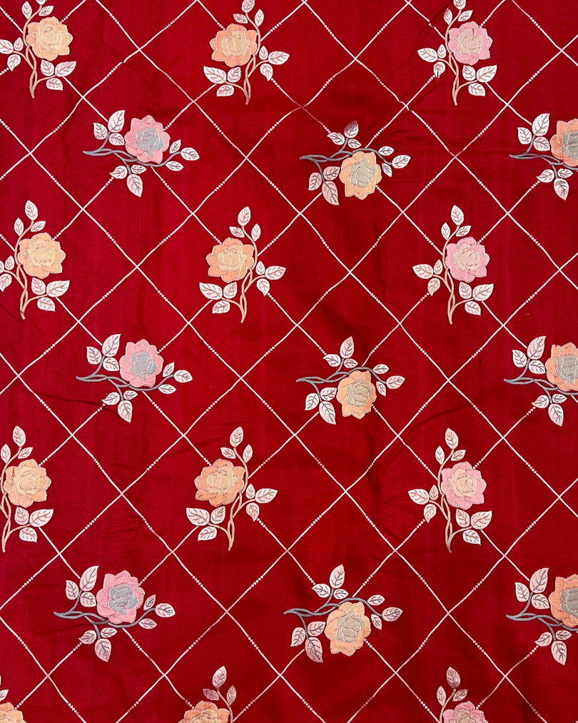 Tissue Tusser Red Georgette Banarasi Saree