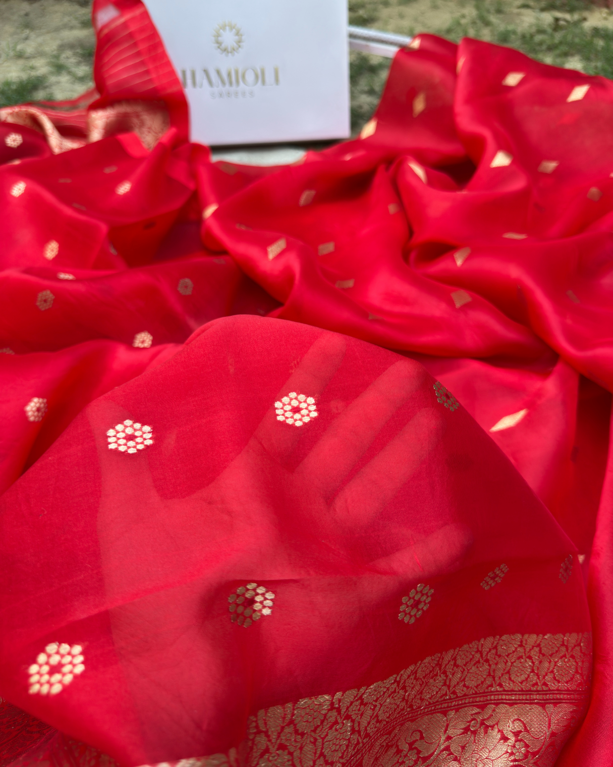 Red Pure Banarasi Kora Silk Suit Set with Dupatta