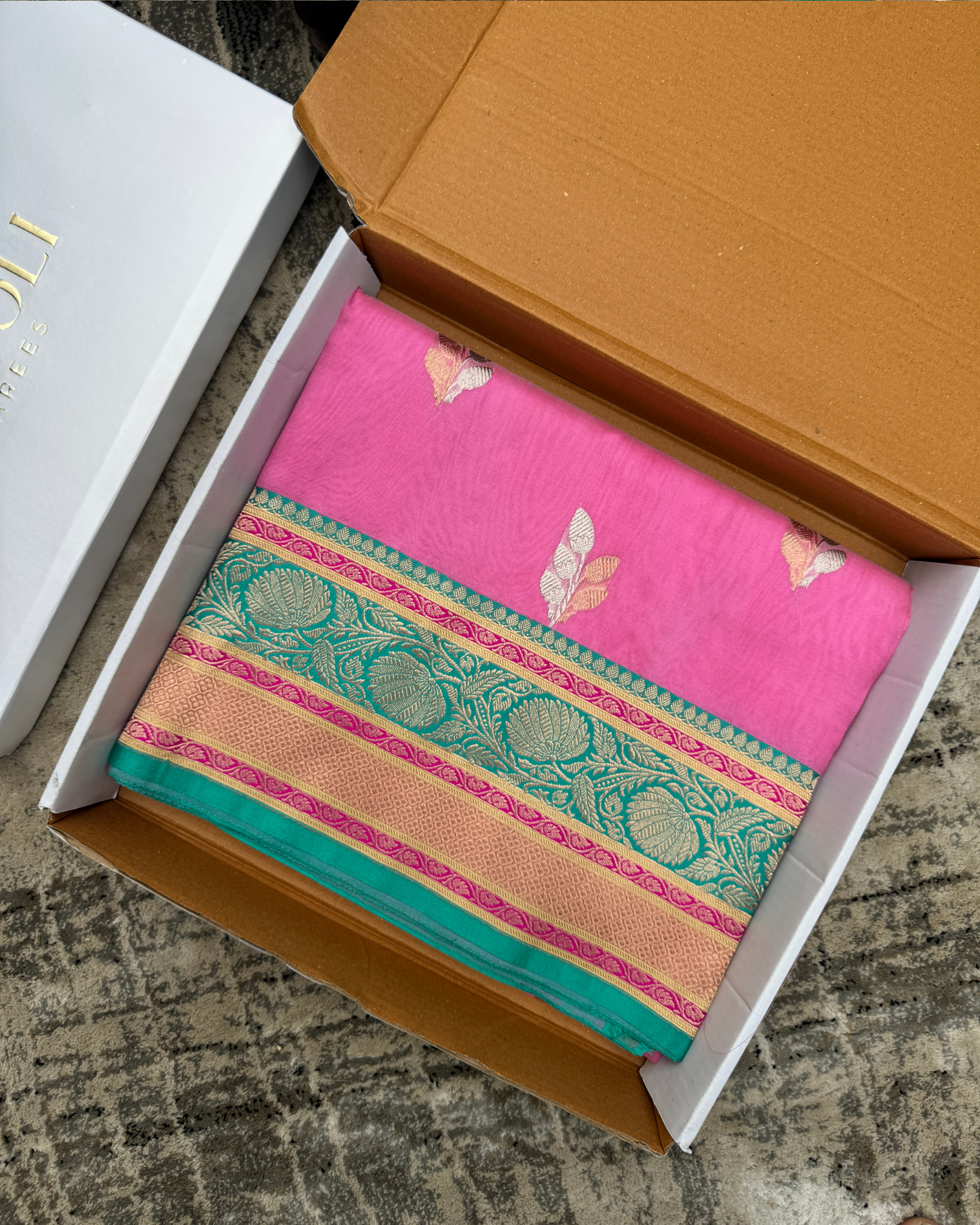 Pink Banarasi Handloom Double Kora Katan Handloom Saree