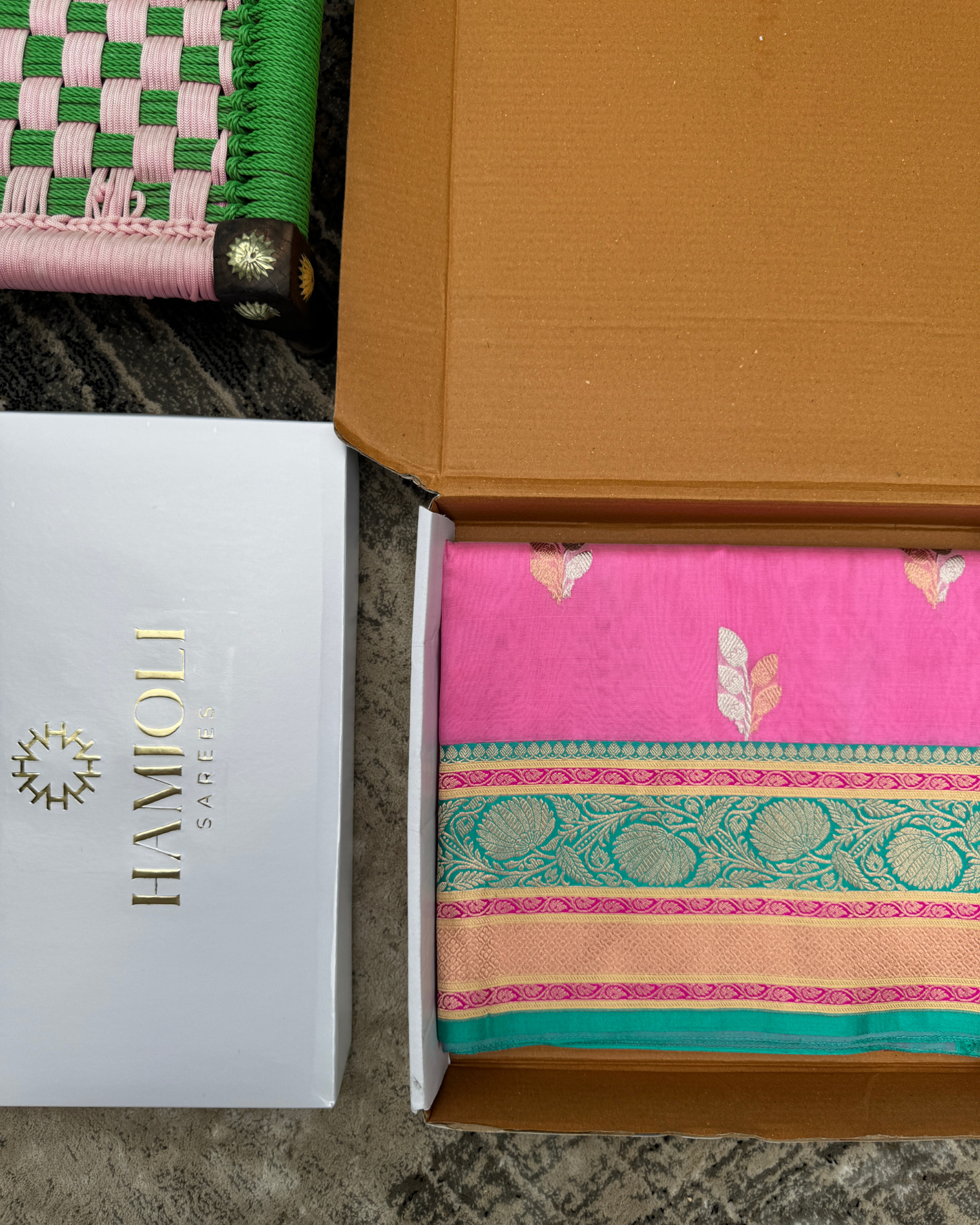 Pink Banarasi Handloom Double Kora Katan Handloom Saree