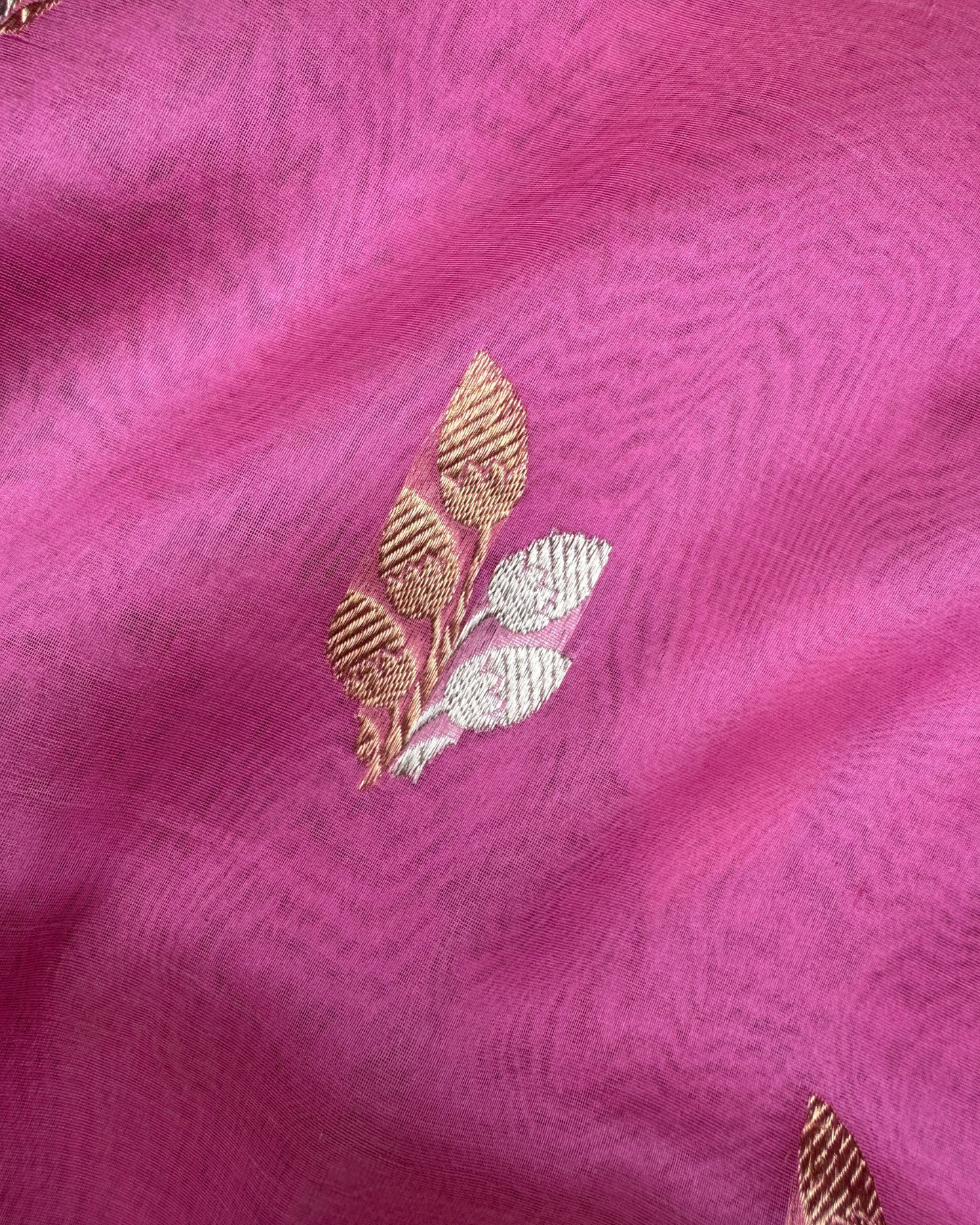 Pink Banarasi Handloom Double Kora Katan Handloom Saree