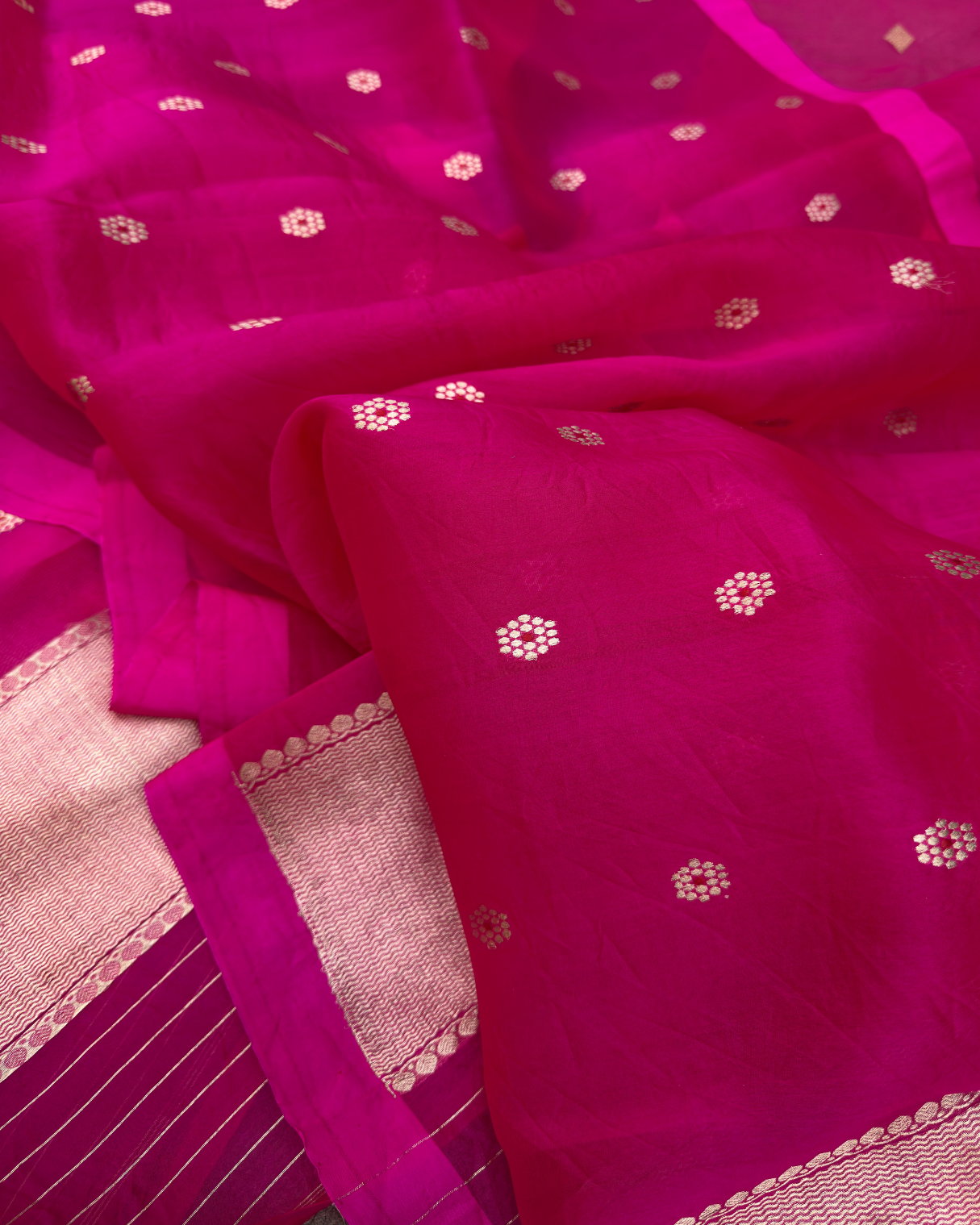Pink Pure Banarasi Kora Silk Suit Set with Dupatta