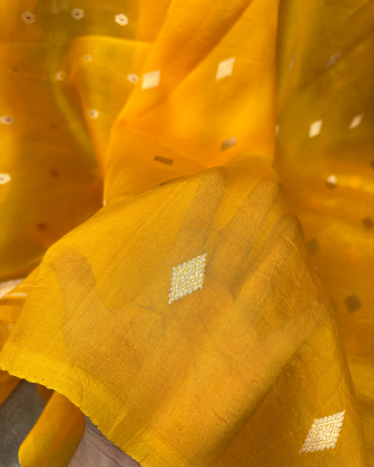 Yellow Pure Banarasi Kora Silk Suit Set with Dupatta