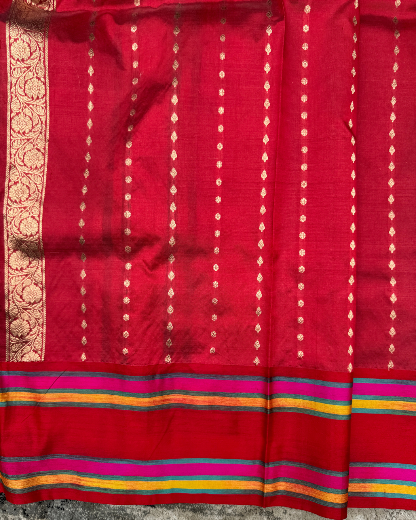 Grey Banarasi Handloom Double Kora Katan Handloom Saree
