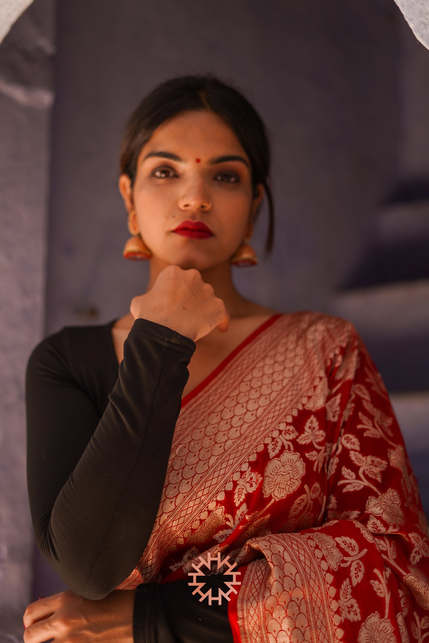 Ruby Red Banarasi Khaddi Georgette Handloom Saree