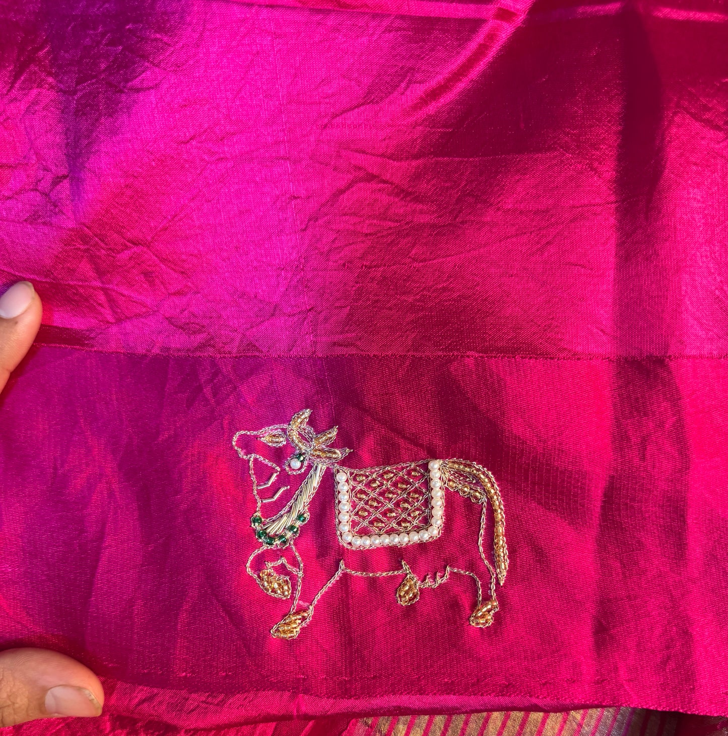 Pink Gauri – Pure Silk Handcrafted Zardozi Saree