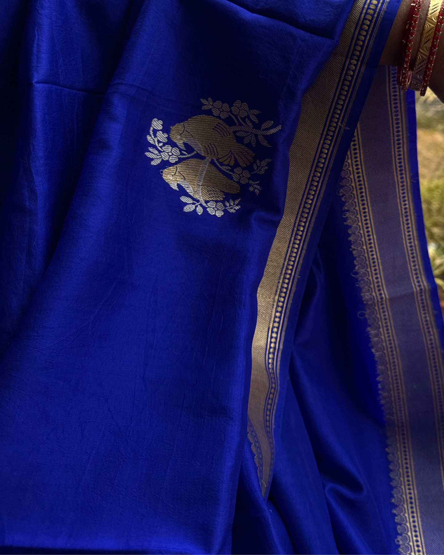 Dark Blue Pure Banarasi Butter Mulberry Silk Saree