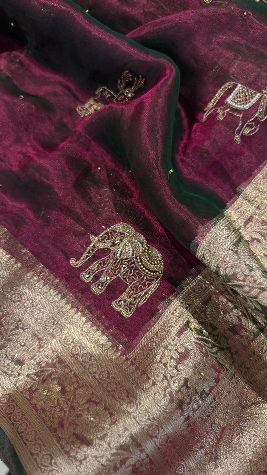 Hand Zardozi Tissue Silk Banarasi Saree