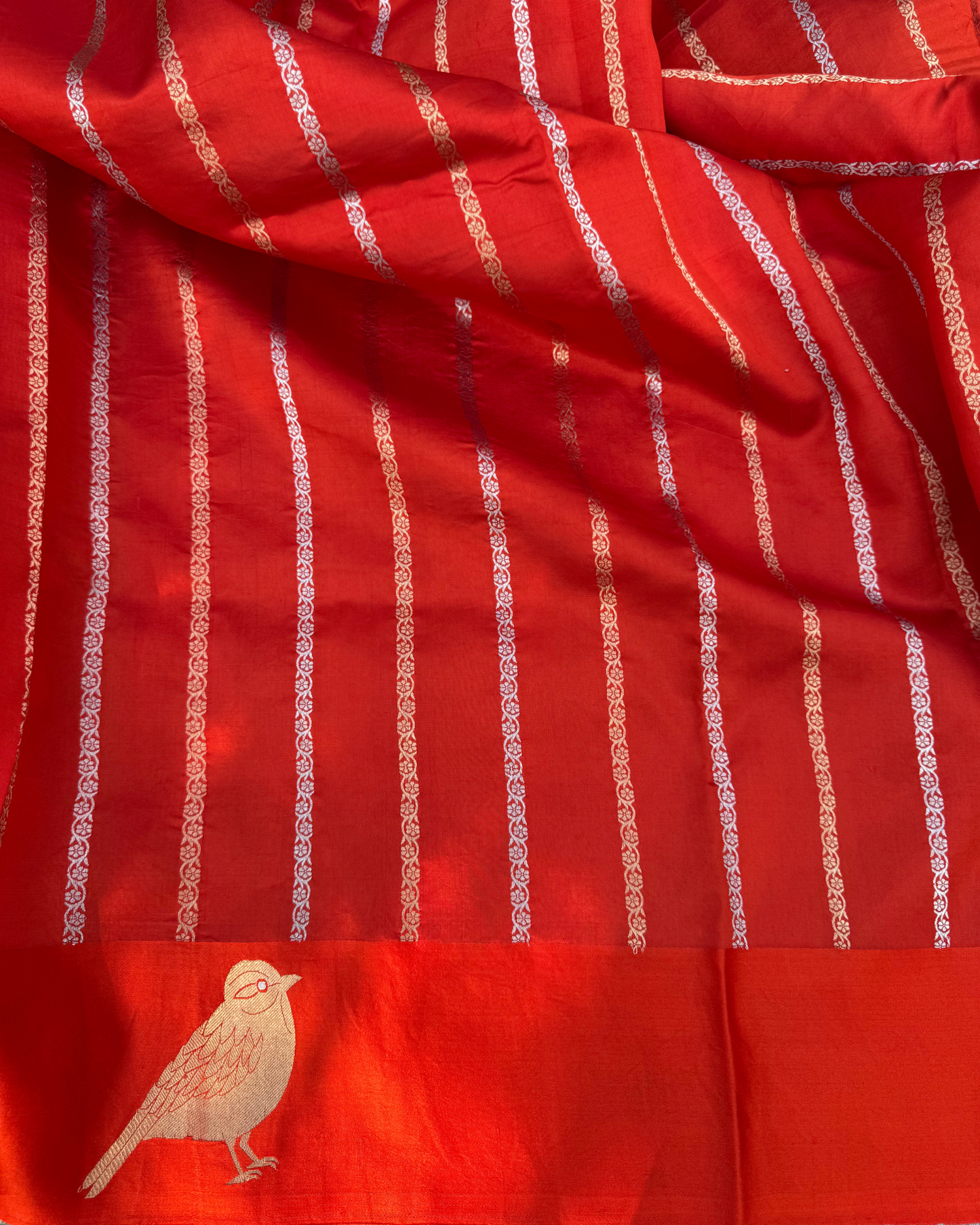 Orange Pure Banarasi Mulberry Soft Silk Saree