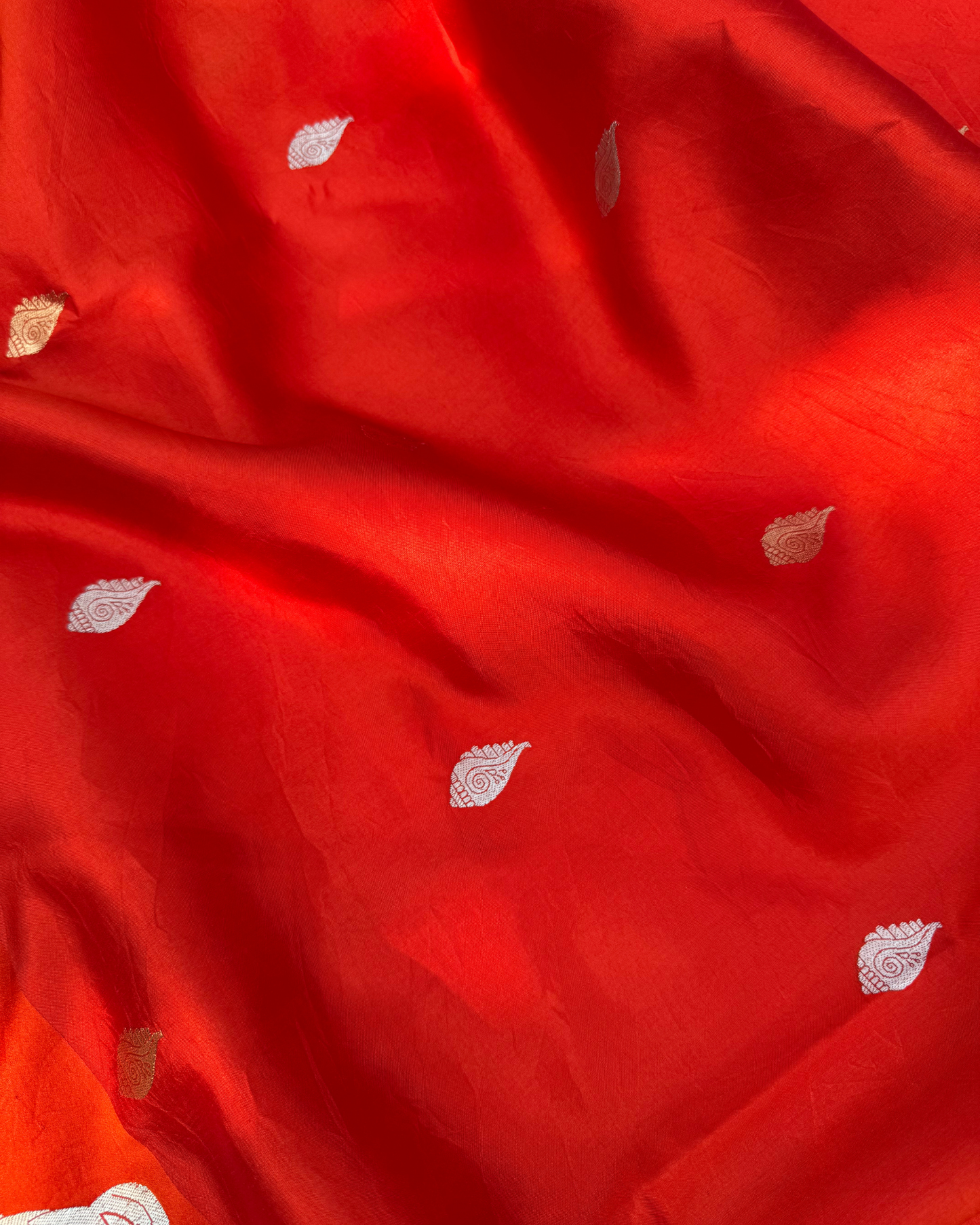 Orange Pure Banarasi Mulberry Soft Silk Saree