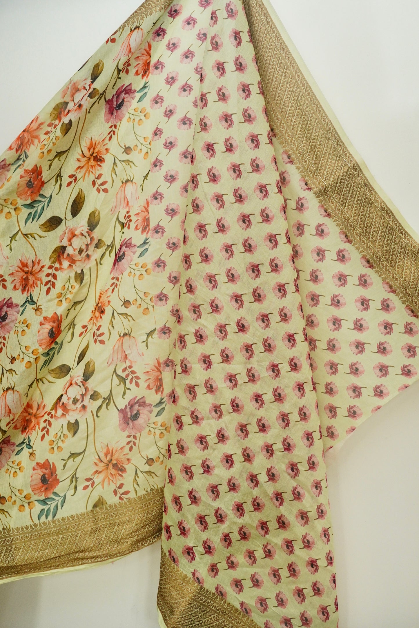 'Fusion' Yellow Banarasi Chanderi Saree