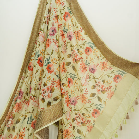 'Fusion' Yellow Banarasi Chanderi Saree