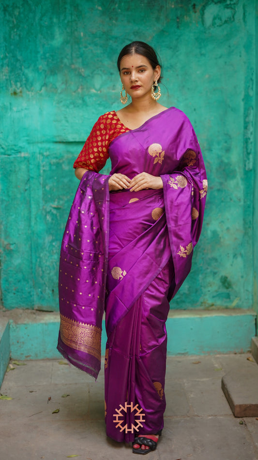 Deep Pink Pure Banarasi Katan Handloom Saree