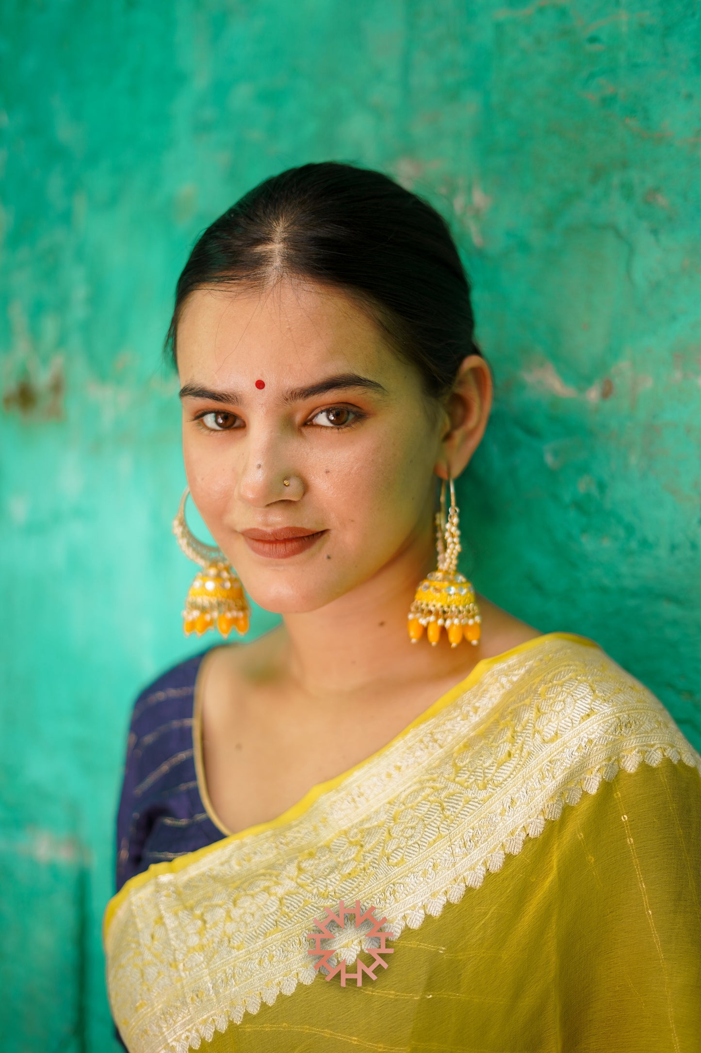 Yellow Khaddi Chiffon Banarasi Handloom Saree