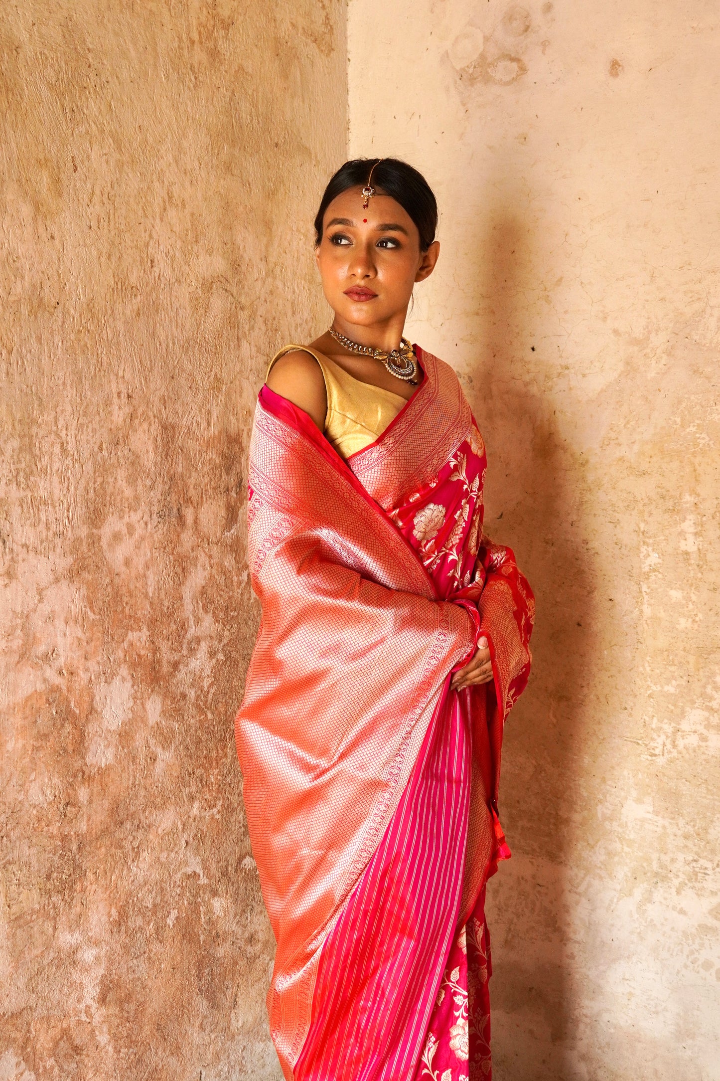 'Aayat' Floral Tilfi Banarasi Katan Jaal Saree
