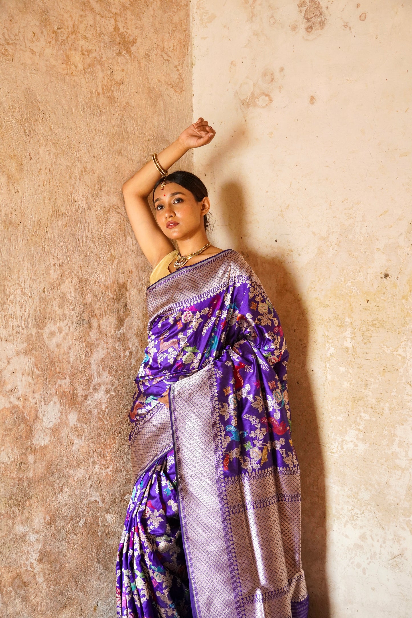 'Aayat' Purple Shikargah Banarasi Tilfi Jaal Saree