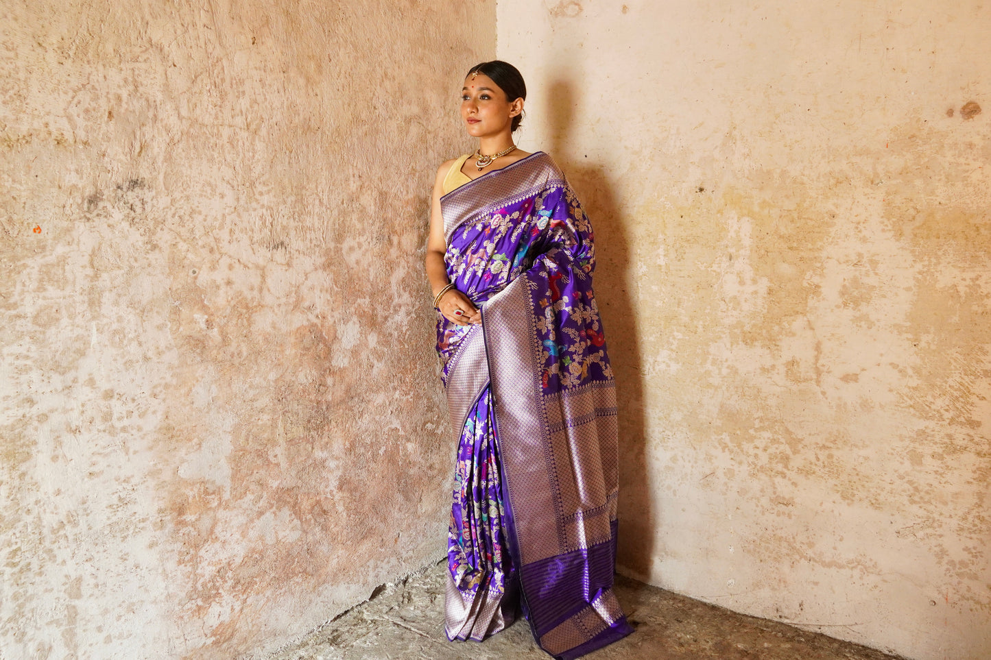 'Aayat' Purple Shikargah Banarasi Tilfi Jaal Saree