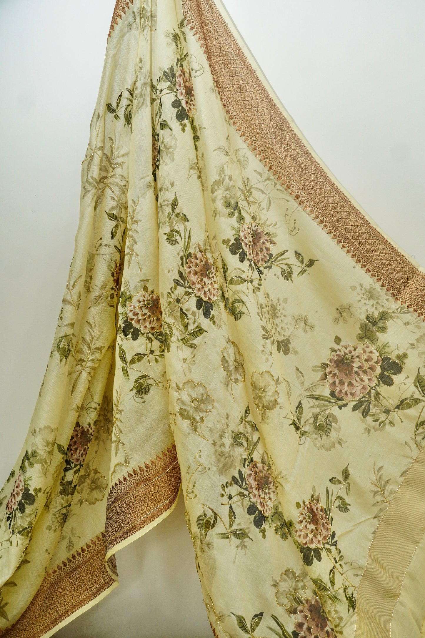 'Fusion' Yellow Banarasi Chanderi Saree
