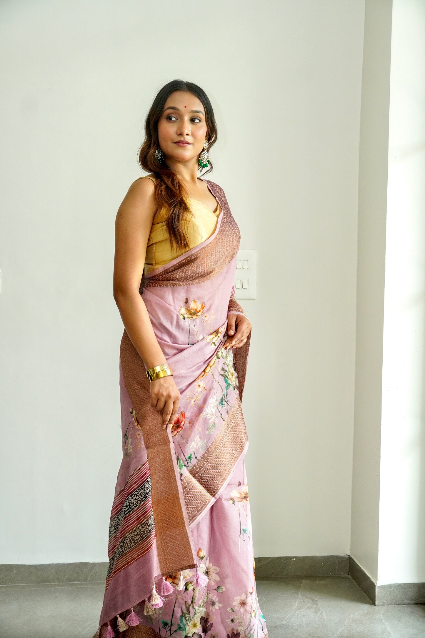 'Fusion' Dark Pink Banarasi Chanderi Saree