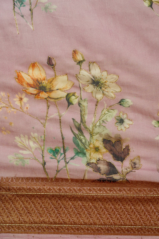 'Fusion' Dark Pink Banarasi Chanderi Saree