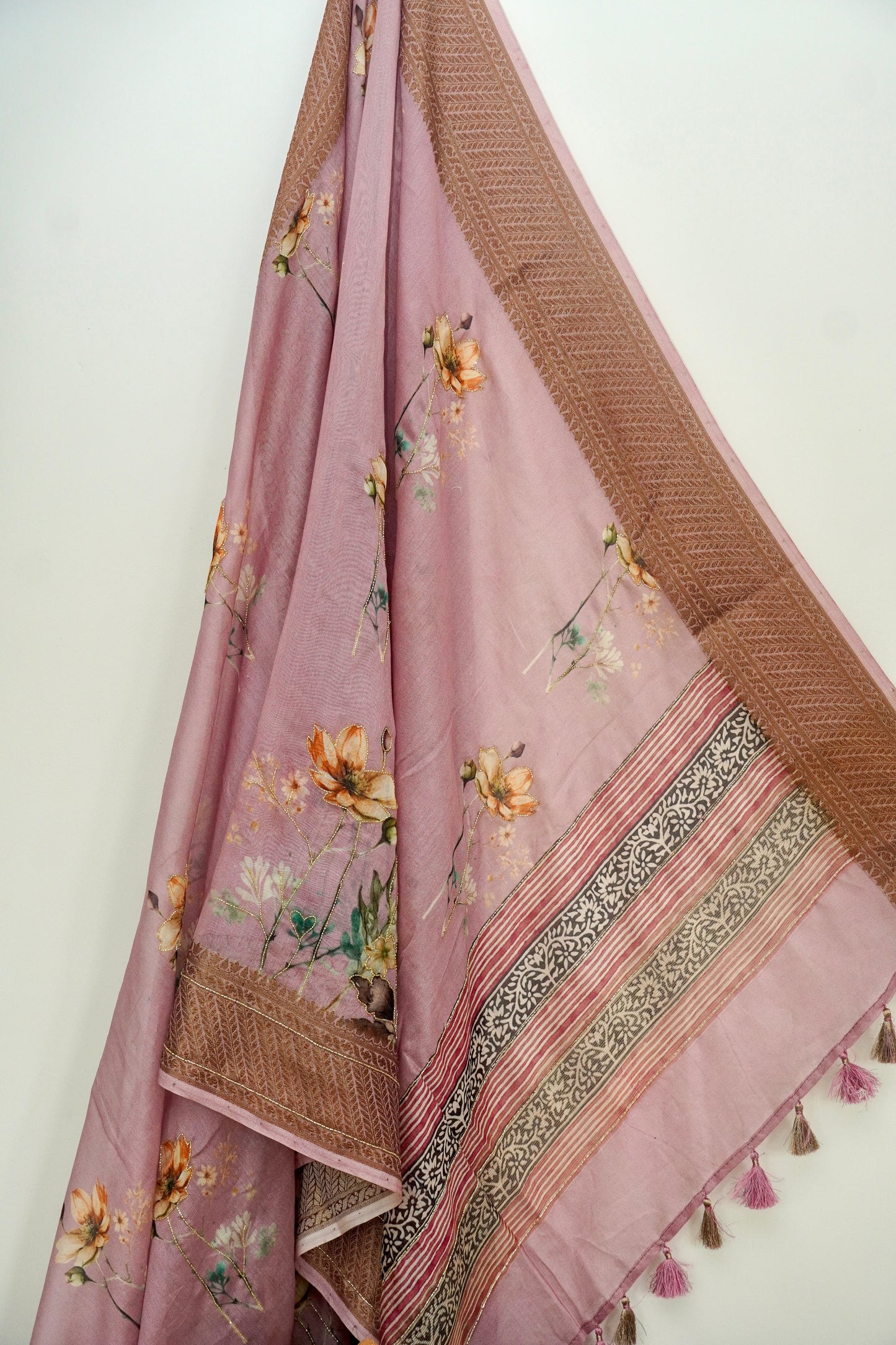 'Fusion' Dark Pink Banarasi Chanderi Saree