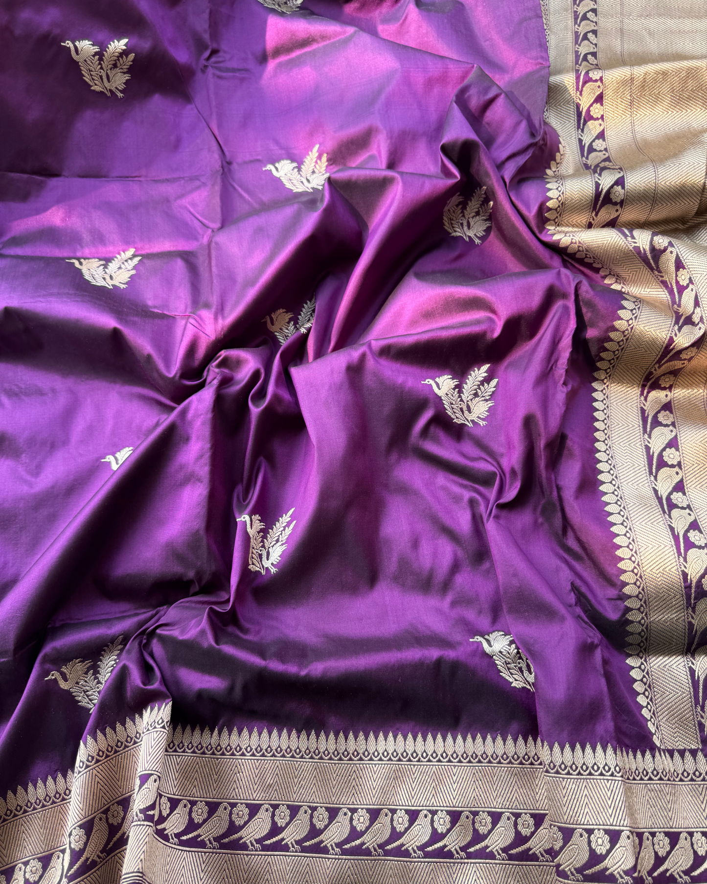 Lavender Pure Banarasi Katan Ektara Silk Saree