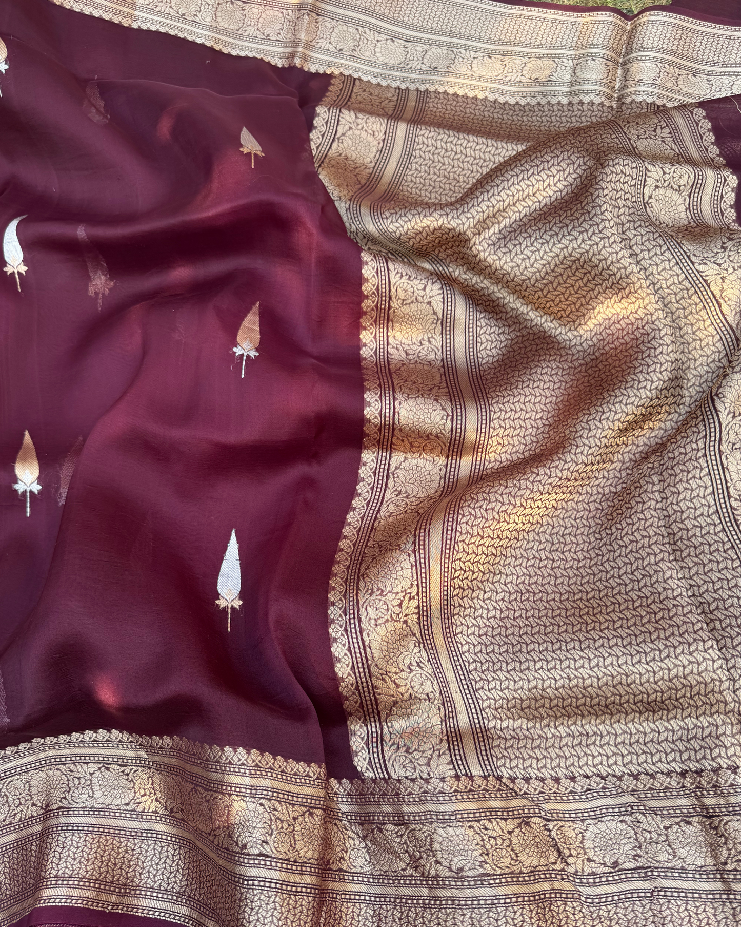 Magenta Pink Pure Banarasi Kora Silk Saree