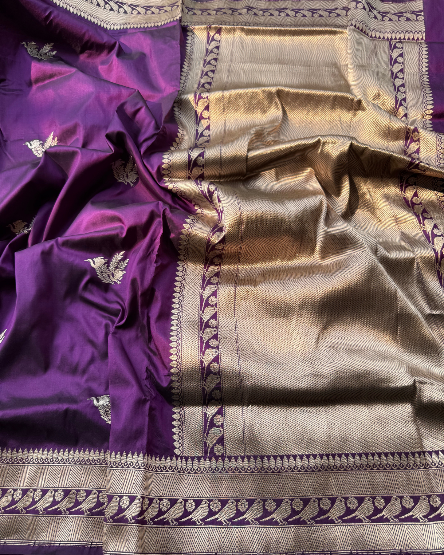 Lavender Pure Banarasi Katan Ektara Silk Saree