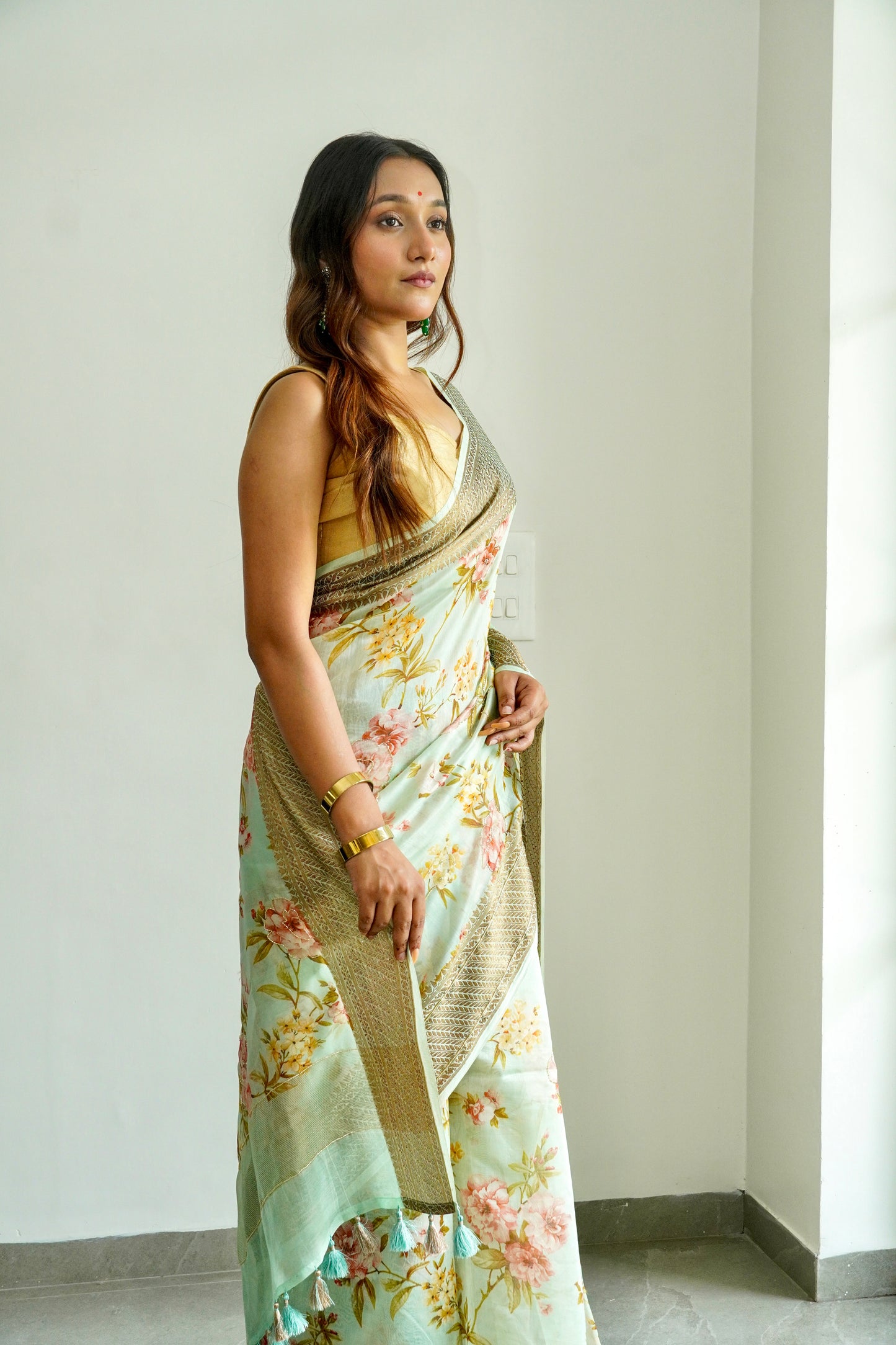 'Fusion' Green Banarasi Chanderi Saree