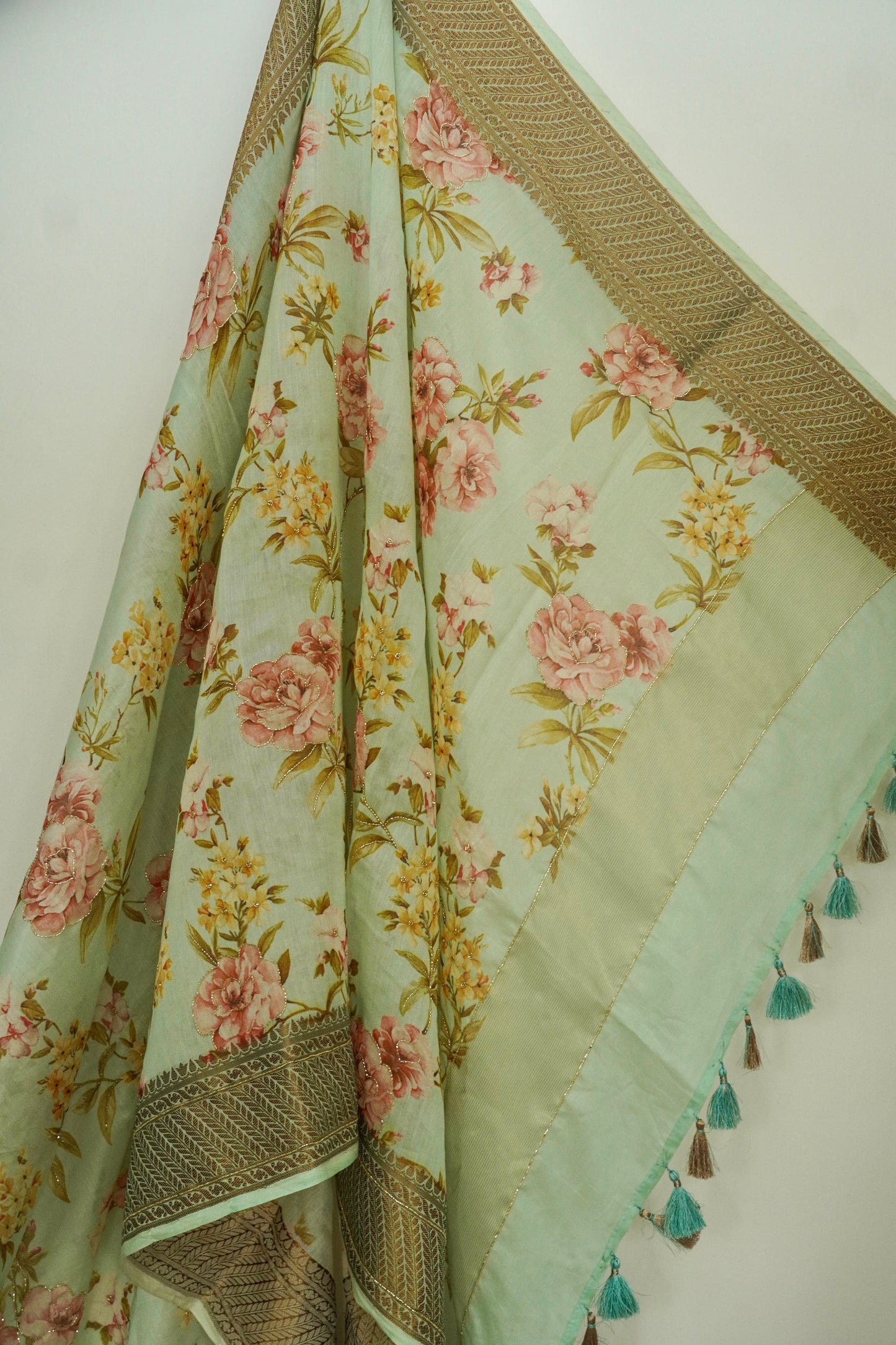 'Fusion' Green Banarasi Chanderi Saree