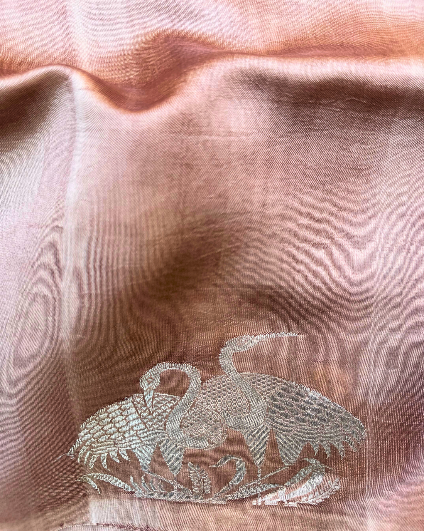 Mouse Brown Pure Banarasi Mulberry Mango Soft Silk Saree