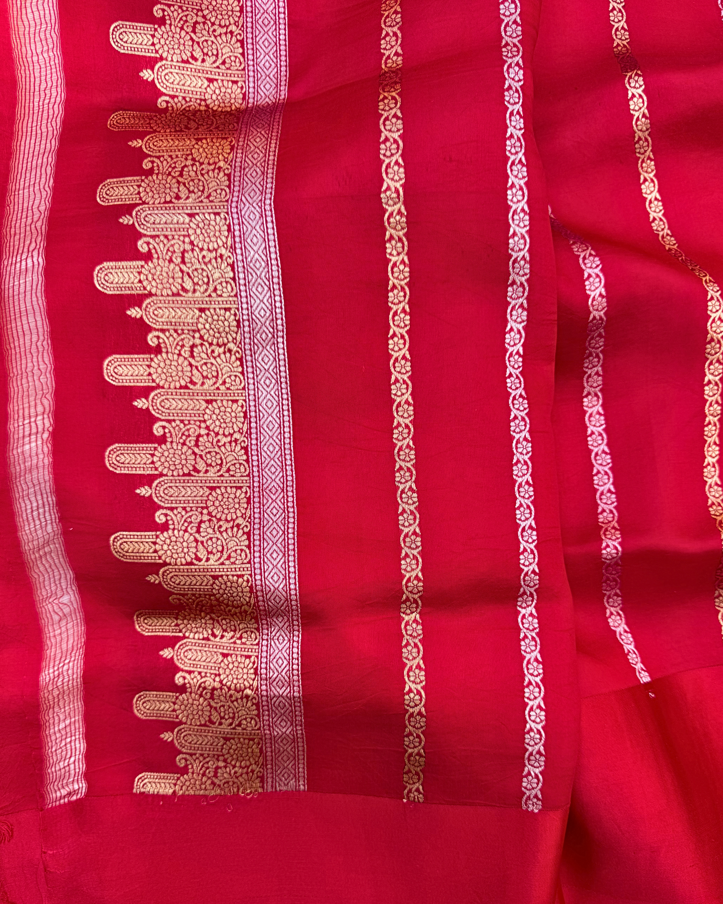 White Pure Banarasi Mulberry Soft Silk Saree