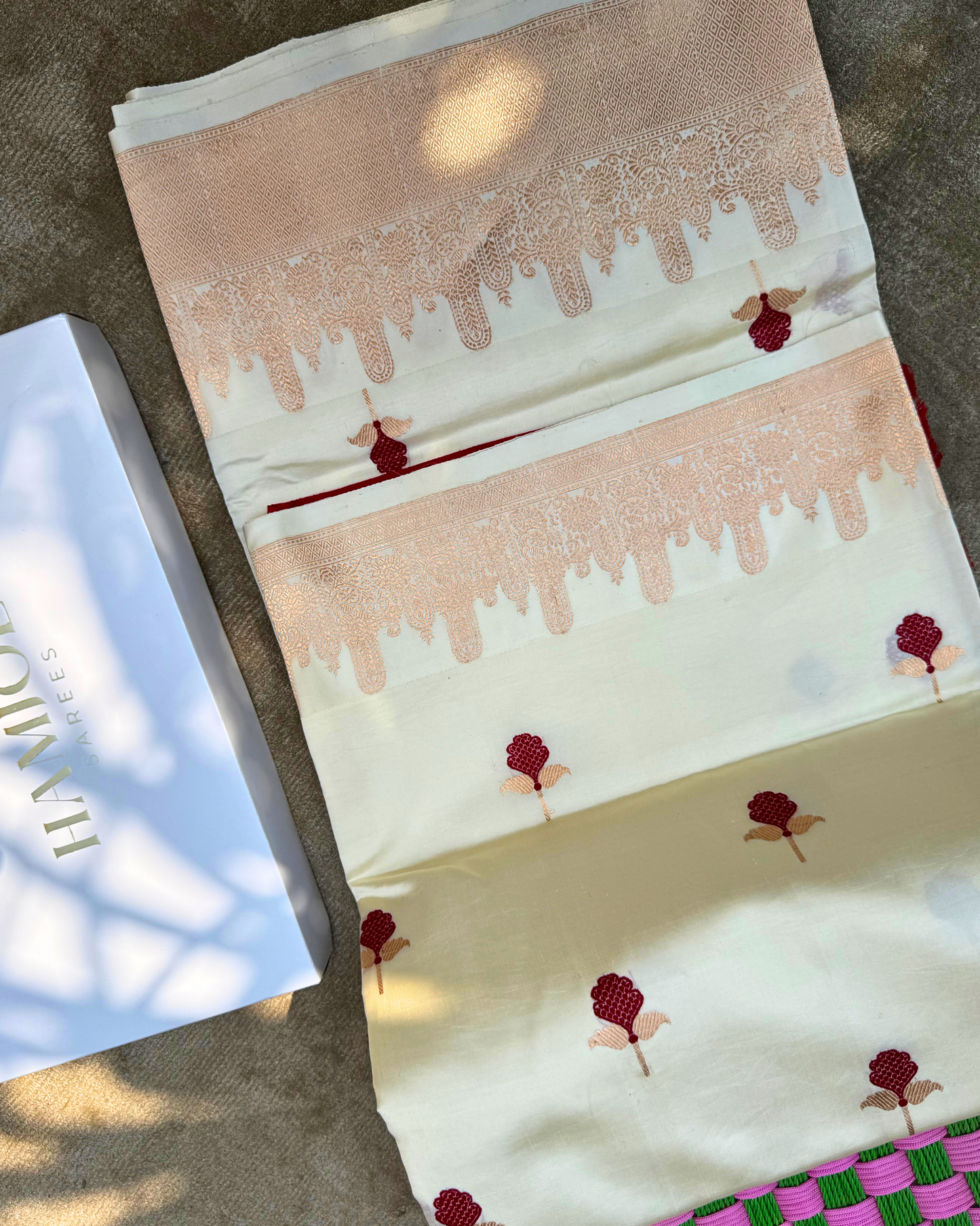 White Pure Banarasi Mulberry Soft Silk Saree